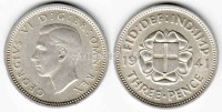 монета Великобритания 3 пенса 1941 год Георг VI
