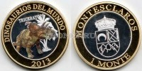 Монтескларос монетовидный жетон 2013 год трицератопс PROOF, биметалл