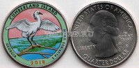 США 25 центов 2018 штат Джорджия Национальный парк Камберленд Айленд, 44-й, эмаль 