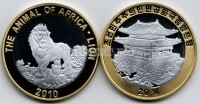 монета Северная Корея 20 вон 2010 год  Серия: животные Африки. Лев PROOF биметалл