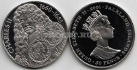 монета Фолклендские острова 50 пенсов 2001 год король Англии Карл II