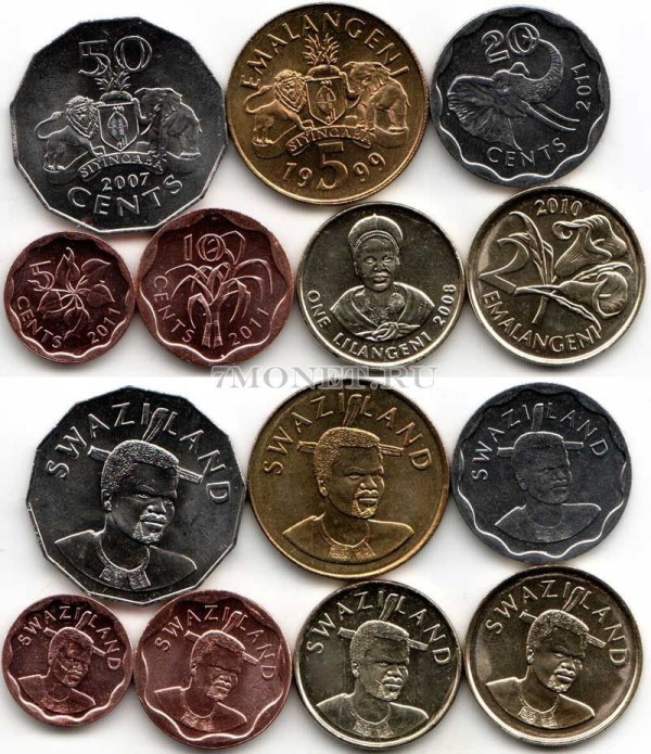 Свазиленд набор из 7-ми монет 1999 - 2011 годы