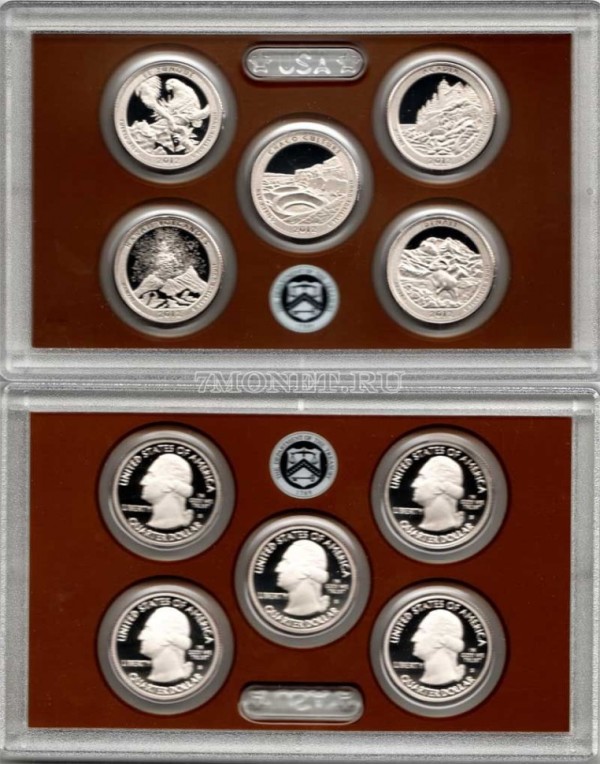 США набор из 5-ти квотеров 2012 года  Proof