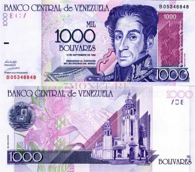 бона Венесуэла 1000 боливаров 1998 год