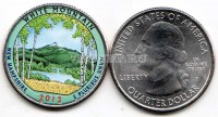 США 25 центов 2013 год штат Нью-Гэмпшир Национальный лес «Белые горы», 16-й,  эмаль