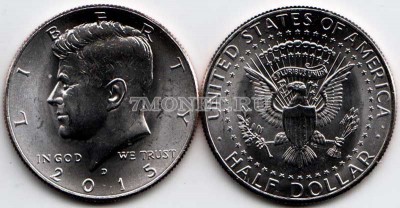 монета США 1/2 доллара 2015D год Кеннеди
