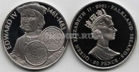 монета Фолклендские острова 50 пенсов 2001 год король Англии Эдуард IV