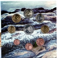 Финляндия набор из 8-ми монет и жетона 2010 год Маяк Исокаре, в буклете