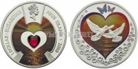 монета Ниуэ 1 доллар 2010 год Голуби в Сердце