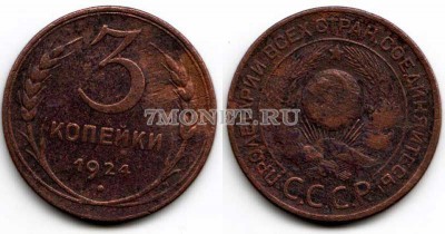 монета 3 копейки 1924 год
