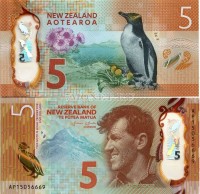 бона Новая Зеландия 5 долларов 2015 год
