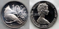 монета Виргинские острова 10 центов 1974 год Зимородок