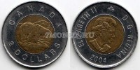 монета Канада 2 доллара 2004 год белый медведь