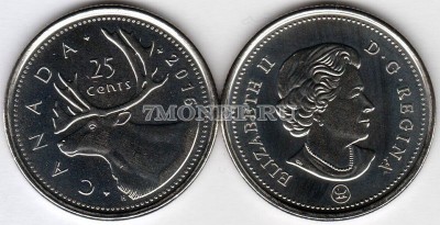 монета Канада 25 центов 2016 год