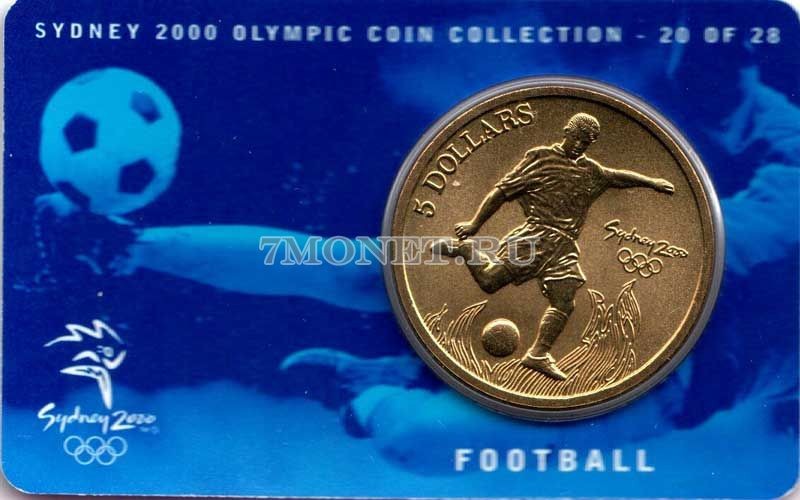 монета Австралия 5 долларов 2000 год Олимпийские игры в Сиднее - Футбол, в буклете 20 из 28