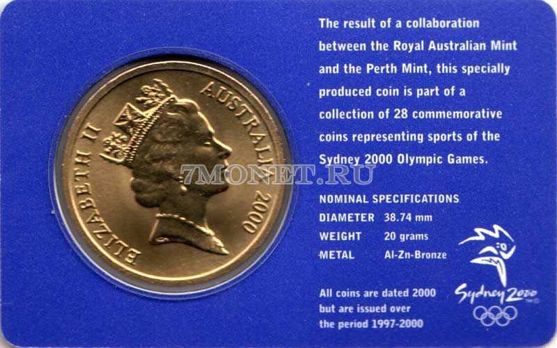 монета Австралия 5 долларов 2000 год Олимпийские игры в Сиднее - Футбол, в буклете 20 из 28