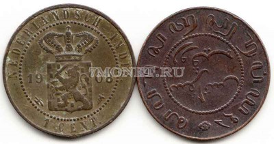 монета Нидерландская Ост-Индия 1 цент 1908 год