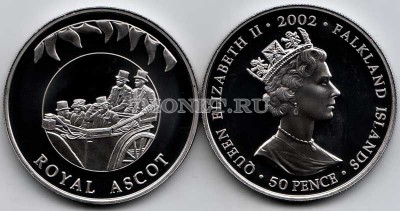 монета Фолклендские острова 50 пенсов 2002 год золотой юбилей Елизавета II