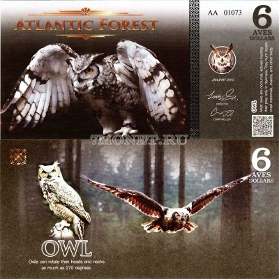 бона Атлантический лес (Южной Америки) 6 долларов сова 2015 год