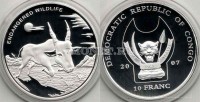 монета Конго 10 франков 2007 год антилопа PROOF
