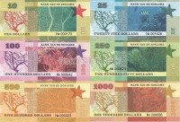 Бонайре набор из 6-ти банкнот 2015 год Морская фауна