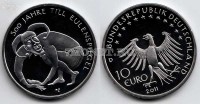 монета Германия 10 евро 2011 год 500 лет книге о Тиле Уленшпигеле PROOF