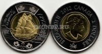 монета Канада 2 доллара 2012 год серии “Война 1812 года”  - 38-пушечный фрегат «Шеннон»