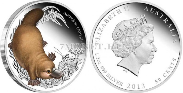 монета Австралия 50 центов 2013 год Утконос