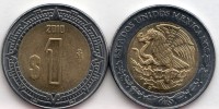монета Мексика 1 песо 2005-2010 года