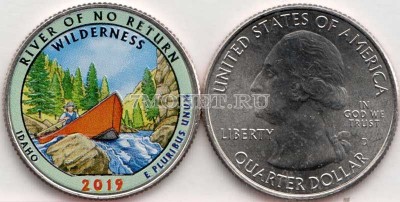США 25 центов 2019 год Резерват Фрэнка Чёрча, 50-й, эмаль 
