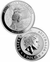 монета Австралия 1 доллар 2014 год кукабарра