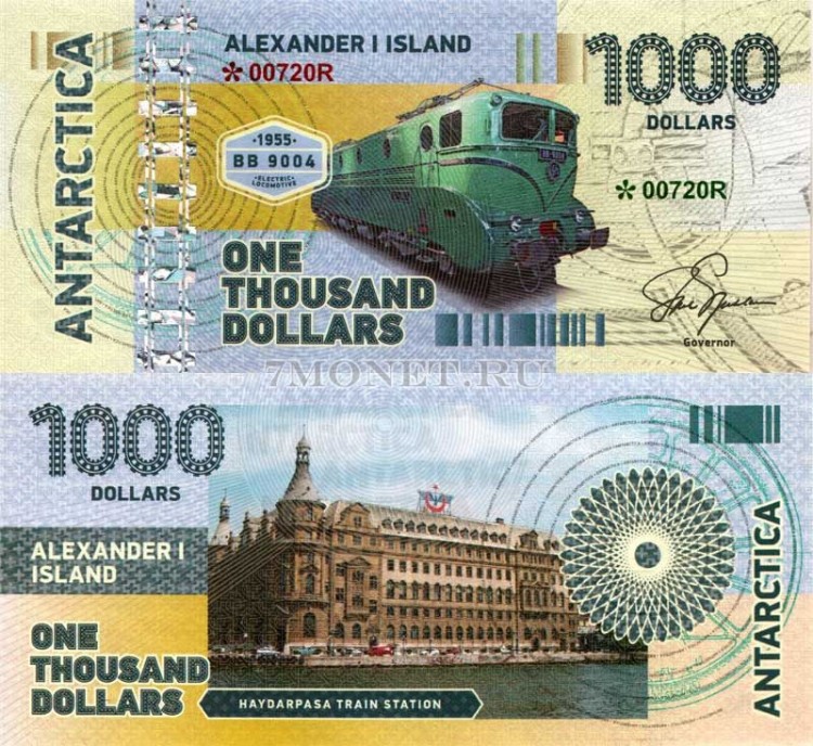 бона Остров Земля Александра I 1000 долларов 2017 год