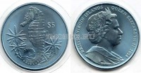 монета Виргинские острова 5 долларов 2014 год морской конек, титан