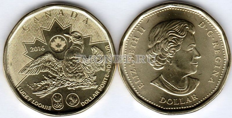 монета Канада 1 доллар 2016 год XXXI летние Олимпийские Игры в Рио-Де-Жанейро 