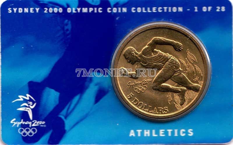 монета Австралия 5 долларов 2000 год Олимпийские игры в Сиднее - Легкая атлетика, в буклете 1 из 28
