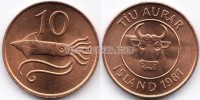 монета Исландия 10 эйре 1981 год Кальмар