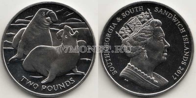 монета Сандвичевы острова 2 фунта 2017 год Морские слоны