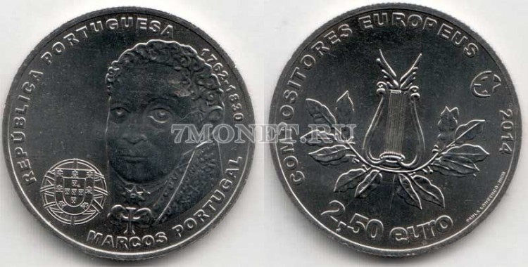 монета Португалия 2,5 евро 2014 год Маркуш Португал