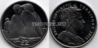 монета Британские антарктические территории 2 фунта 2013 год Пингвины