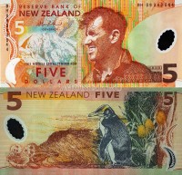 бона Новая Зеландия 5 долларов 2009 год