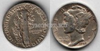 монета США 10 центов (дайм) 1945 год Меркурий