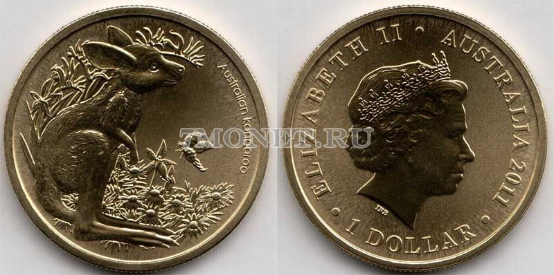 монета Австралия 1 доллар 2011 год Серия детеныши животных - Кенгуру