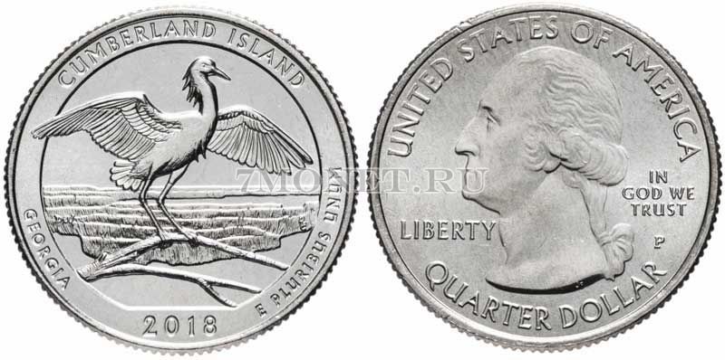 США 25 центов 2018P штат Джорджия Национальный парк Камберленд Айленд, 44-й