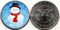 монета США 1/2 доллара 2003 год (Кеннеди) Снеговик эмаль