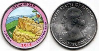 США 25 центов 2014 год штат Виргиния Национальный парк Шенандоа, 22-й,, эмаль