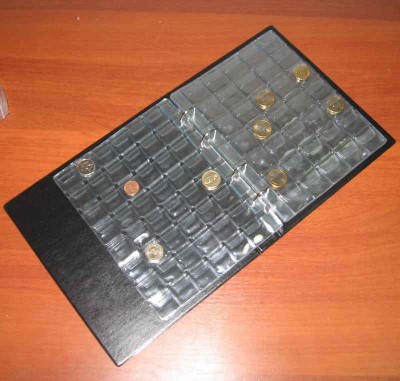 альбом на 340 монет с клапанами 12 листов размер ячеек от 30х30 до 58х60 мм пвх