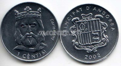 монета Андорра 1 сентим 2002 год