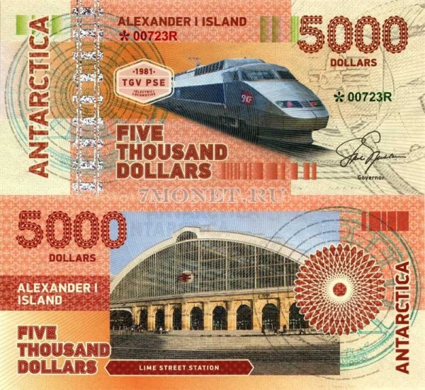 бона Остров Земля Александра I 5000 долларов 2017 год