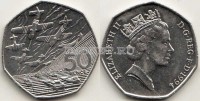 монета Великобритания 50 пенсов 1994 год 50 лет высадки союзников в Нормании (день D)