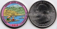 США 25 центов 2014 год штат Колорадо Национальный парк Грейт-Санд-Дьюнс, 24-й, эмаль